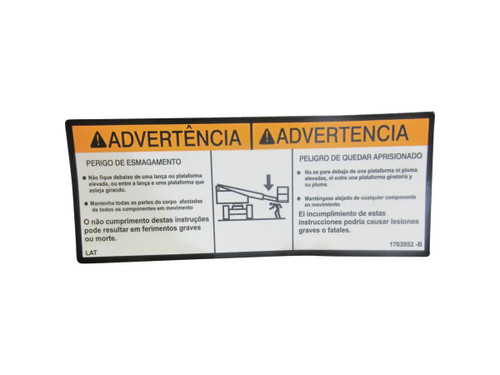 JLG Part # 1703952 | DECAL,WARNING CRUSHING (LAT), EA