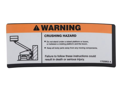 JLG Part # 1703953 | DECAL, CRUSH WARNING, EA
