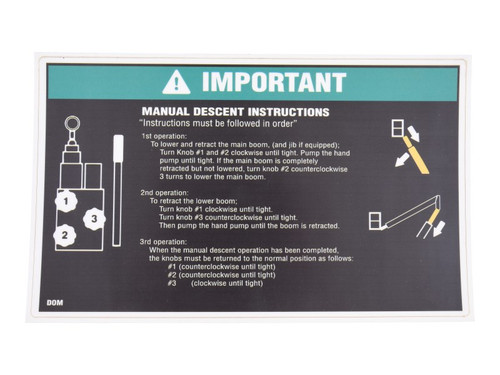 JLG Part # 1703954 | DECAL,MAN DESCENT, EA