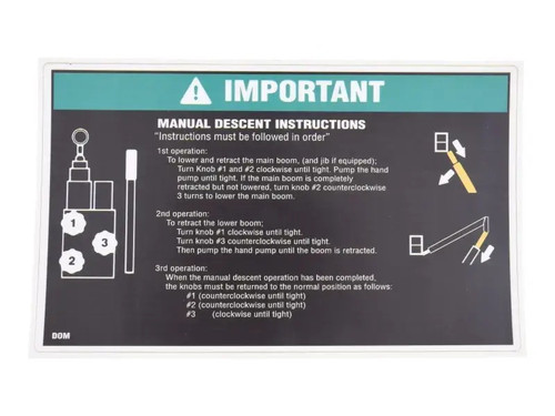 JLG Part # 1703954 | DECAL,MAN DESCENT, EA