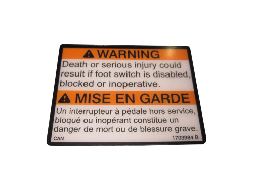 JLG Part # 1703984 | DECAL,FOOT SWITCH (CAN), EA
