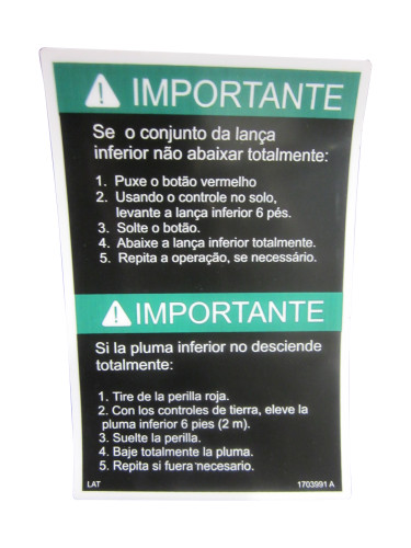 JLG Part # 1703991 | DECAL,UPRIGHT LEVEL O/R (LAT), EA