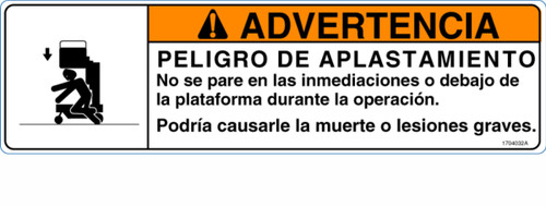 JLG Part # 1704032 | DECAL,CRUSHING(LAT), EA