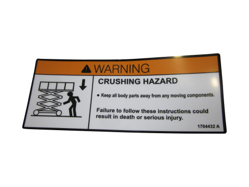 JLG Part # 1704432 | DECAL,WARNING CRUSHING, EA