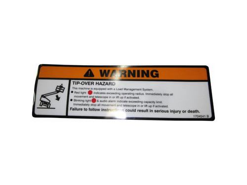 JLG Part # 1704541 | DECAL,WARNING TIP OVER HAZARD, EA