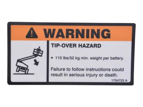 JLG Part # 1704725 | DECAL, TIP-OVER HAZARD (DOM), EA
