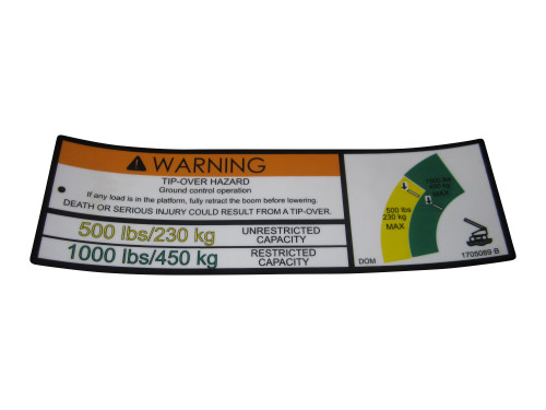 JLG Part # 1705089 | DECAL,DUAL CAP 500#(DOM)MTB, EA