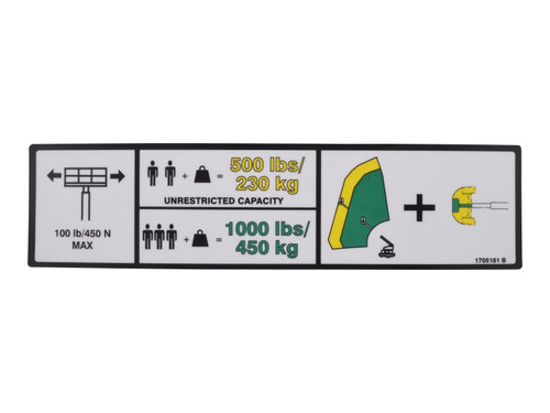 JLG Part # 1705181 | DECAL,DUAL CAP 1200SJP, EA