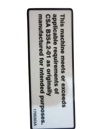 JLG Part # 1705303 | CSA DECAL, EA
