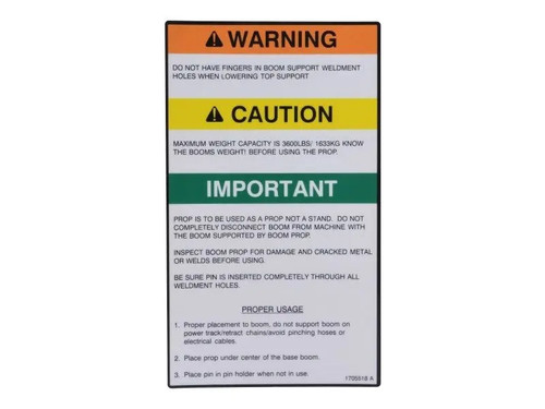 JLG Part # 1705518 | DECAL,BOOM PROP, EA