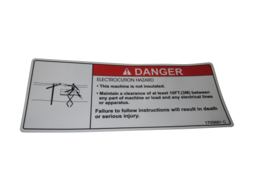 JLG Part # 1705681 | DECAL,ELECT (SIZ-PLF), EA