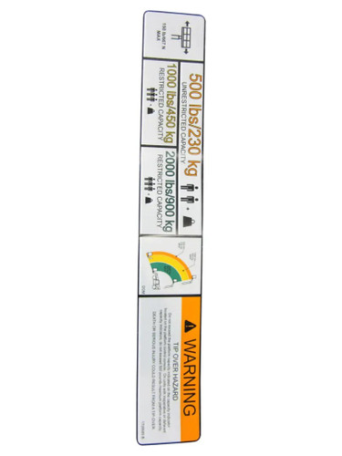 JLG Part # 1705685 | DECAL,WARNING DUAL CAP (DOM), EA