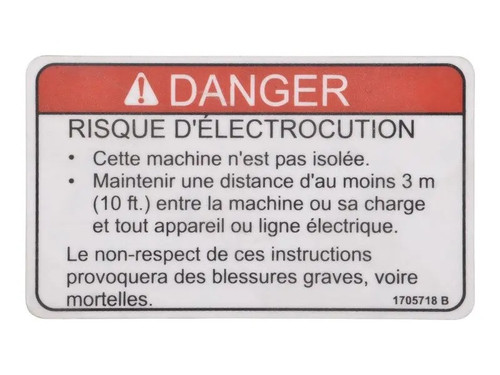 JLG Part # 1705718 | DECAL,WARNING ELECT. CSA, EA