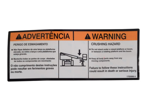 JLG Part # 1705898 | DECAL,WARN,CRUSHING (BRZ POR), EA