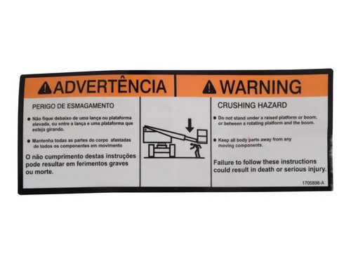 JLG Part # 1705898 | DECAL,WARN,CRUSHING (BRZ POR), EA