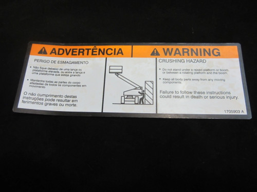 JLG Part # 1705903 | DECAL,WARNING CRUSH (BRZ POR), EA