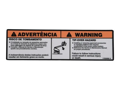 JLG Part # 1705906 | DECAL,TIP-OVER HAZARD(BRZ POR), EA