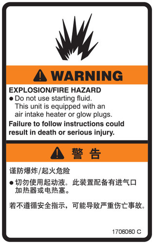 JLG Part # 1706060 | DECAL,WARNING EXPLOSION, EA