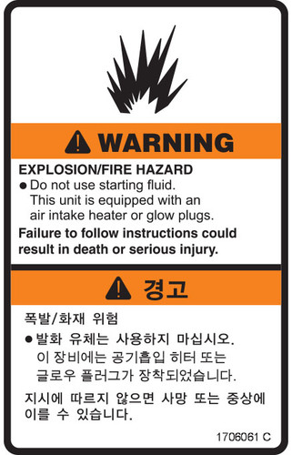 JLG Part # 1706061 | DECAL,WARNING EXPLOSION, EA