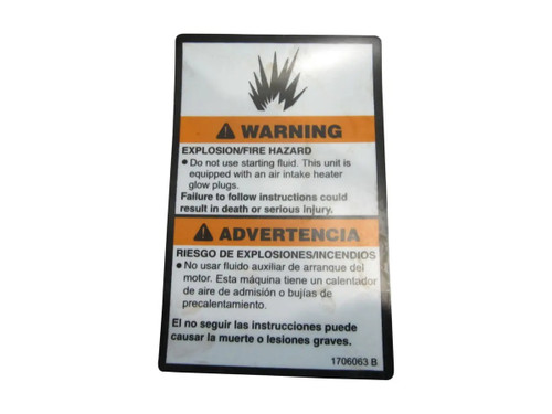 JLG Part # 1706063 | DECAL,WARNING EXPLOSION, EA