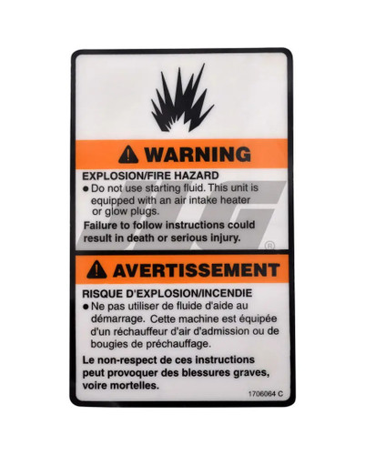JLG Part # 1706064 | DECAL,WARNING EXPLOSION, EA