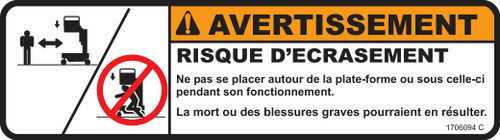 JLG Part # 1706094 | DECAL, CRUSHING HAZARD, EA