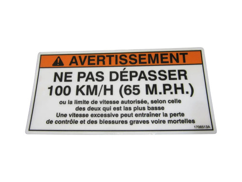 JLG Part # 1706513 | DECAL,SPEED LIMIT ENG/FRE, EA