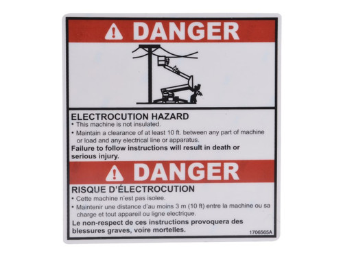 JLG Part # 1706565 | DECAL,ELECTROCUTION, EA