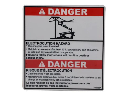 JLG Part # 1706565 | DECAL,ELECTROCUTION, EA