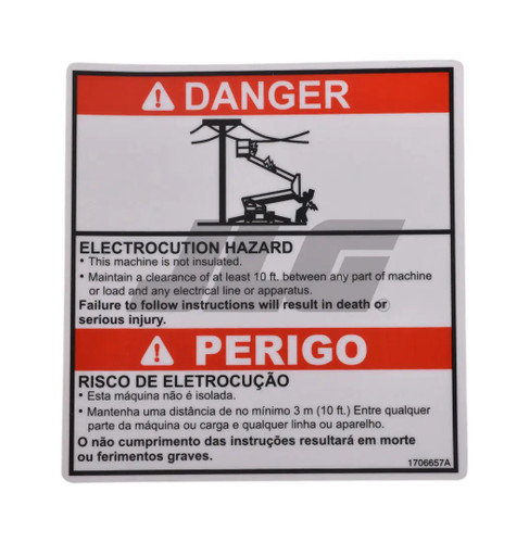 JLG Part # 1706657 | DECAL,ELEC. HAZARD ENG/POR, EA