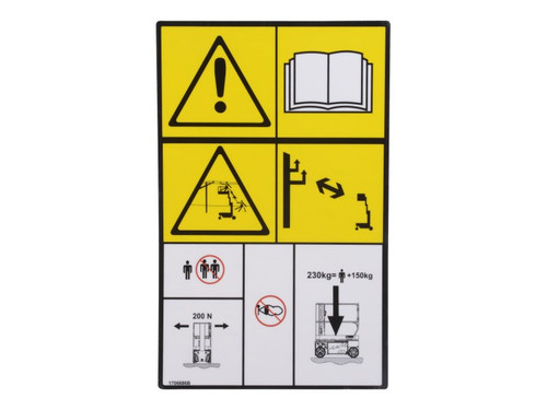 JLG Part # 1706686 | DECAL, 1230ES WARNING/CAP CE, EA