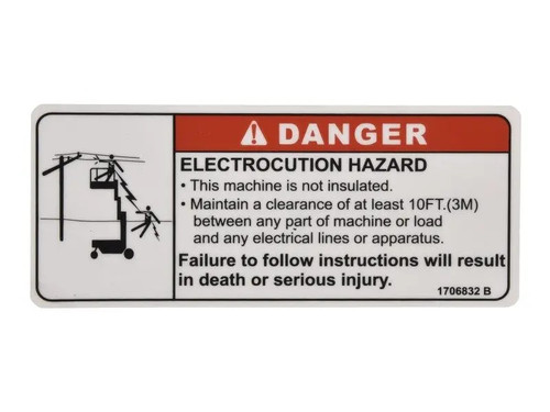 JLG Part # 1706832 | DECAL, 1230ES ELECTROCUTION, EA