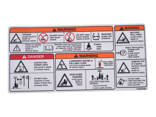 JLG Part # 1707078 | DECAL, WARNING CAB, EA