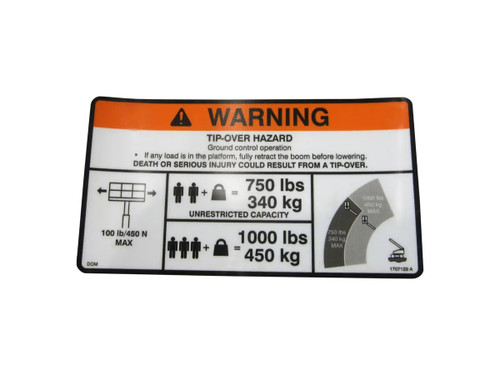 JLG Part # 1707129 | DECAL,750LB DUAL CAP (MTB)DOM1, EA