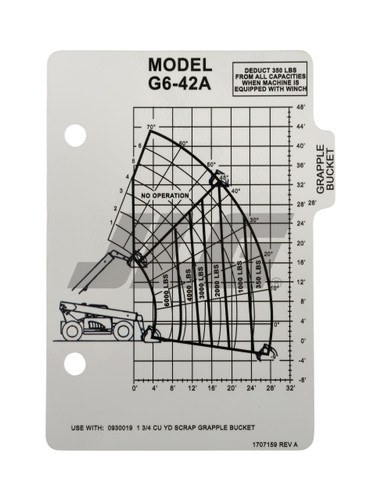 JLG Part # 1707159 | G6-42A LOAD CHART, EA