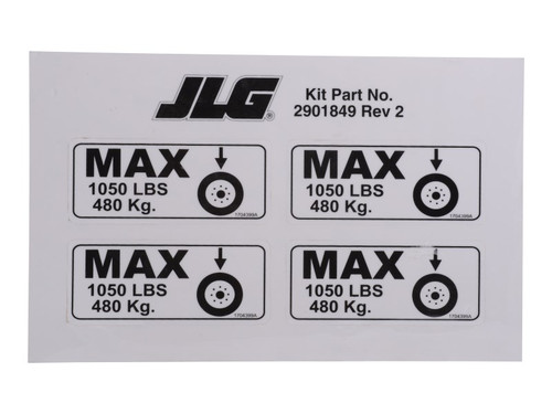 JLG Part # 2901849 | KIT, WHEEL LOAD DECALS 1932E2, EA