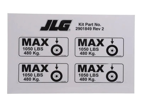 JLG Part # 2901849 | KIT, WHEEL LOAD DECALS 1932E2, EA