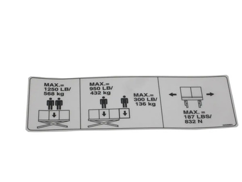 JLG Part # 3252689 | NAMEPLATE, CAPACITY, EA
