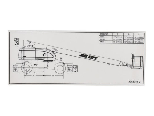 JLG Part # 3252781 | NAMEPLATE,LIFT DIAGRM(800S)DOM, EA