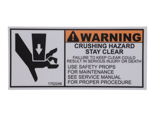 JLG Part # 1702246 | DECAL, (CRUSH HAZARD), EA