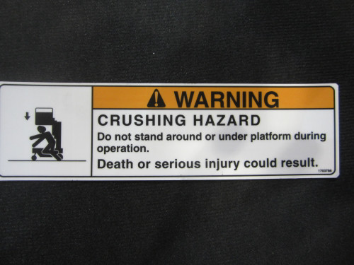 JLG Part # 1703786 | DECAL,WARNING-CRUSHING, EA