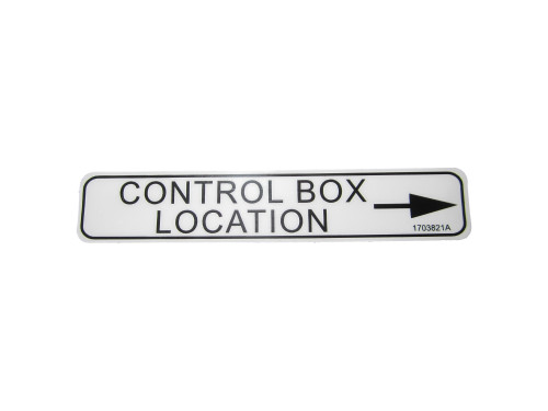 JLG Part # 1703821 | DECAL,CONTROL BOX LOCATION, EA