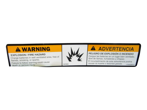JLG Part # 1704339 | DECAL,WARN BATT VENT (DOM2), EA