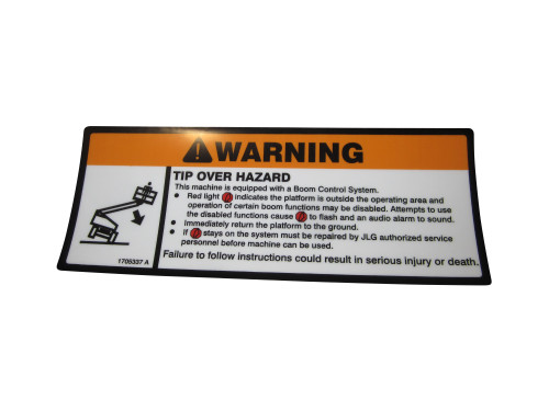 JLG Part # 1705337 | DECAL,TIP-OVER(BCS)1350SJP, EA