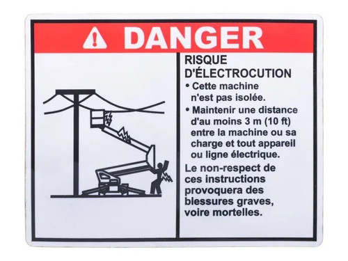 JLG Part # 1706516 | DECAL,ELEC. HAZARD ENG/FRE, EA