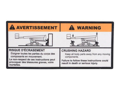 JLG Part # 1706569 | DECAL,CRUSHING (ENG,FRE), EA