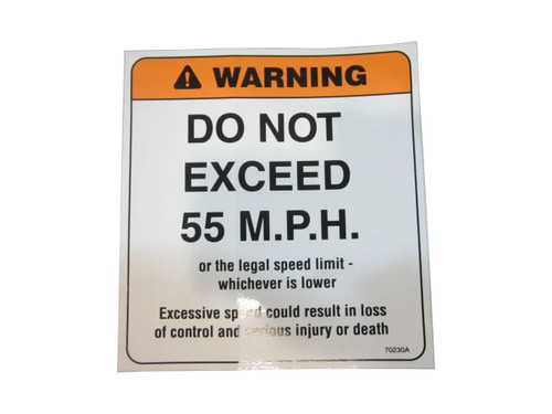 JLG Part # 70230 | DECAL,DO NOT EXCEED 55MPH WARN, EA
