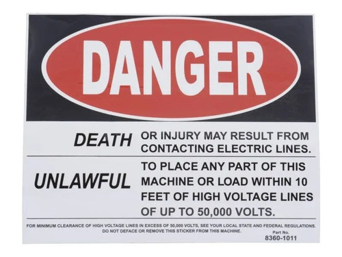 JLG Part # 83601011 | ACCIDENT PREVENTION DECAL PKG, EA