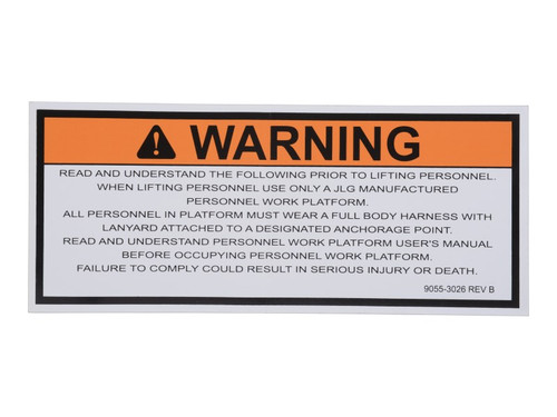 JLG Part # 90553026 | WARNING DECAL, EA
