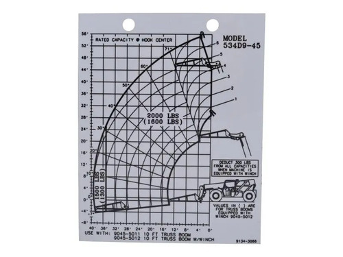 JLG Part # 91343066 | CAPACITY CHART 534D9-45, EA